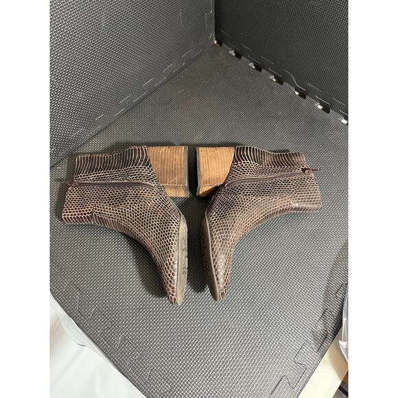 Kork-Ease Leyland Brown Leather Snakeskin Print Block Heel Ankle Boots 9M - Picture 3 of 7